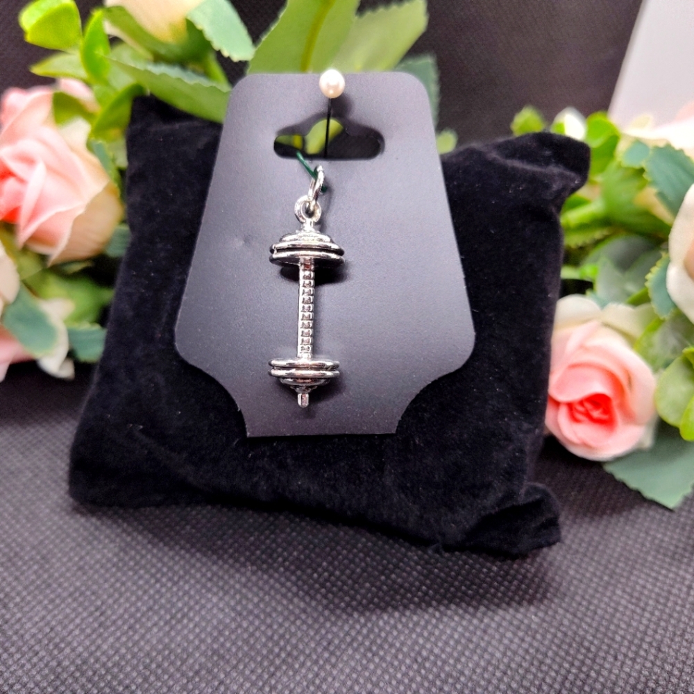 Weight lifting dumbbell Charm Pendant Zipper pull Jewelry